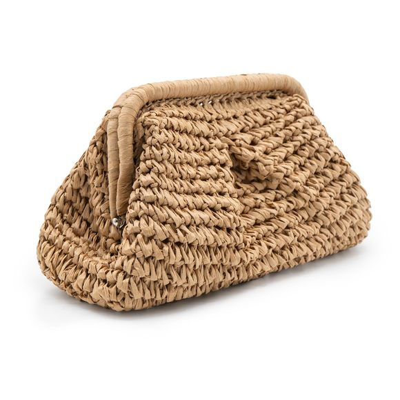 Straw Clutch Purse - Crossbody Bag, Woven Beach Handbag, Cloud :v - Picture 1 of 6